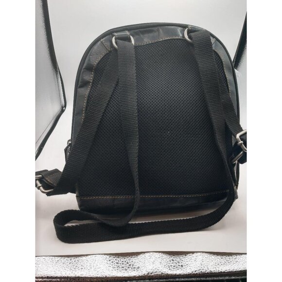 Jack Georges Black Leather Backpack With Multiple Compartments & Adjustable Stra - Picture 6 of 6